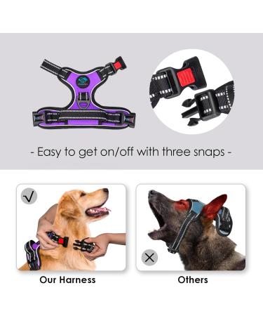 Phoepet Reflective Adjustable Dog Vest for Small Dogs - Harvest Front Clip Handle 2 Metal Rings 3 Buckles - Size L Violet - Buy Online on GoSupps.com
