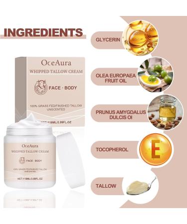 Beef Tallow Cream for Face and Body Skin Care Tallow and Honey Balm Lotion Natural Tallow Moisturizing Cream Beef Tallow Skin Care for Sensitive Skin (118 ml) - Buy Online on GoSupps.com