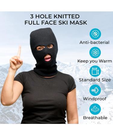 Hole Knitted Full Face Ski Mask Balaclava for Winter Sports - Black - Buy Online on GoSupps.com