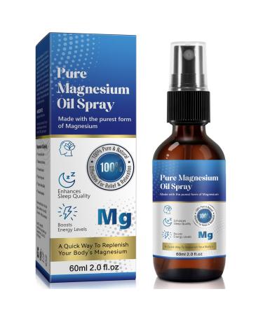 Magnesium Spray Magnesium Oil for Feet and Sleep Pure Magnesium Oil Spray 100% Pure and Organic Glass Bottle Travel Size 2 Fl oz 2.02 Fl Oz (Pack of 1)
