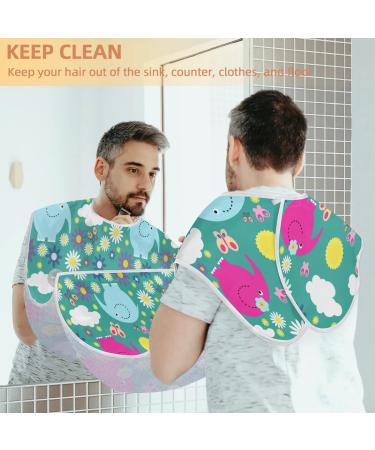 Elephant Daisy Butterfly Beard Bib Apron - Non-Stick Waterproof Hair Catcher for Men | Perfect Grooming Gift with Suction Cups - Buy Online on GoSupps.com