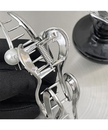Large metal silver grip clip pearl shark clip high-end texture suitable for women with high hair volume 12 x 4.5 cm/4.7 x 1.8 inches (W * H) - Buy Online on GoSupps.com