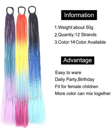Human Hair Ponytail Hair Piece 24" Colored Braids Ponytail Extensions with Elastic Hair Tie 12 Strands Rainbow Braided Synthetic Ponytail Hairpieces for Women Girls Ponytail Hairpiece for Women(Col 24inches C26 - Buy Online on GoSupps.com
