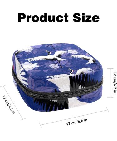 Women's Portable Period Kit - Bonds Storage Pockets | Red Crowned Crane Pattern | Ideal Feminine Product Bag for Girls - Buy Online on GoSupps.com