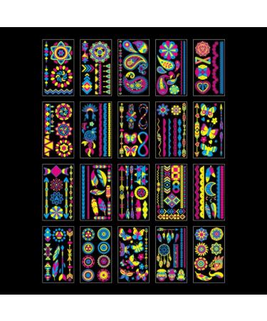 Glow in The Dark Temporary Tattoos - 160+ Styles | Adult Fluorescent UV Neon Body & Face Fake Waterproof Stickers | Rave Festival & Party Supplies - Buy Online on GoSupps.com