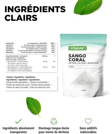 Sango Coral - 320g powder - Natural source of calcium (20%) & magnesium (10%) in a 2:1 ratio specific to the body - No additives - Buy Online on GoSupps.com