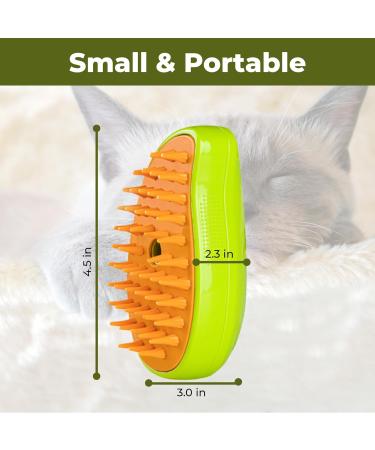 3 in 1 Self-Cleaning Steamy Cat Brush for Massage and Hair Removal - Orange Green - Buy Online on GoSupps.com