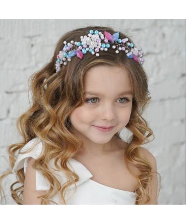 IYOU Mermaid Wedding Hair Vines Silver Pearl Headband Beads Princess Bridal Headpiece Hair Accessories for Flower Girls - Buy Online on GoSupps.com