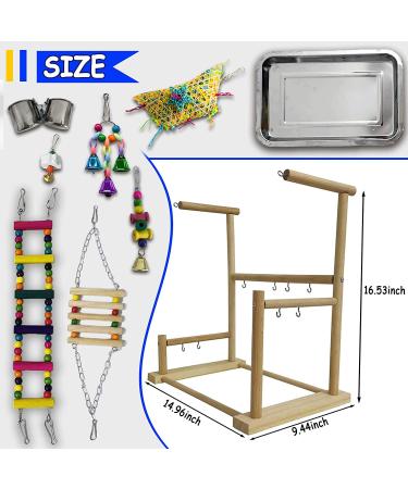 Kathson Parrots Playground Bird Perch Gym Playpen with Chewing Toys, Swings, and Food Bowl for Parakeets, African Grey, Conures, Cockatiel, Cockatoos, Parrotlets - Buy Online on GoSupps.com