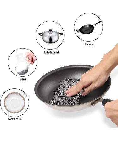 Premium Cast Iron Cleaner - Durable Stainless Steel & Plastic Grill Scraper | 18x18 cm | Ideal for Oven Grill Pans & Dutch Oven Accessories - Buy Online on GoSupps.com