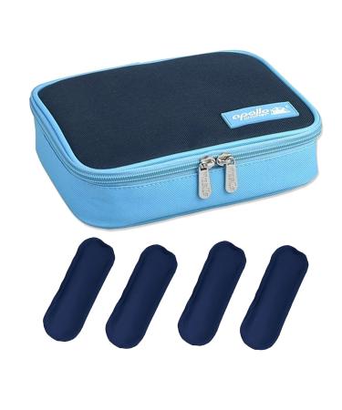 Goldwheat Insulin Cooler Travel case Diabetic Medication Cooler Organizer Medical Insulation Cooling Bag with 4 Ice Packs Blue