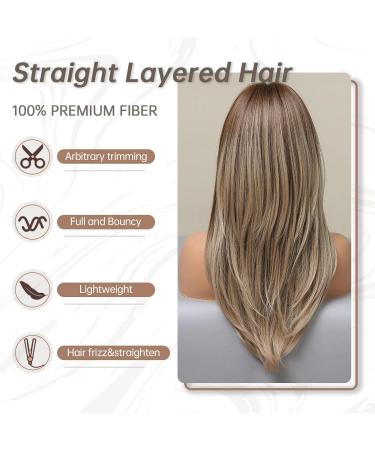 Allbell Long Blonde Wig for Women - Straight Layered Naturally Looking Synthetic Wig for Daily Cosplay | Curtain Pony Style - Buy Online on GoSupps.com