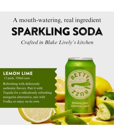 Betty Buzz Sparkling Lemon Lime Soda by Blake Lively | Natural Flavours | 12 x 330ml Cans - Buy Online on GoSupps.com