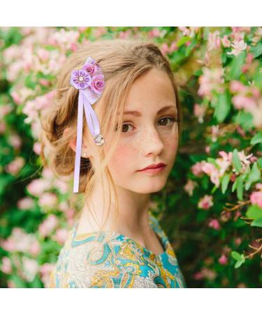 Amosfun Cherry Blossom Hair Clip & Pin Set - Japanese Tsumami Kanzashi Hair Accessories for Women - Purple Yukata Style - Buy Online on GoSupps.com