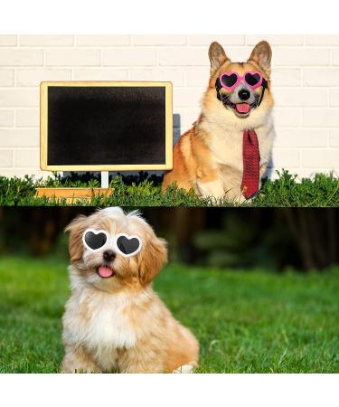 2 Pcs Small Dog Sunglasses UV Protection Heart Goggles for Dogs - Pink/White - Buy Online on GoSupps.com