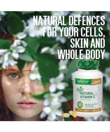 Benemax Natural Vitamin E. High Absorption. Powerful Antioxidant For Anti Aging. 100% Plant Based & Vegan - Outer Softgel Made of Tapioca vs Other Brands that Use Carrageenan or Gelatin. 60 day supply - Buy Online on GoSupps.com