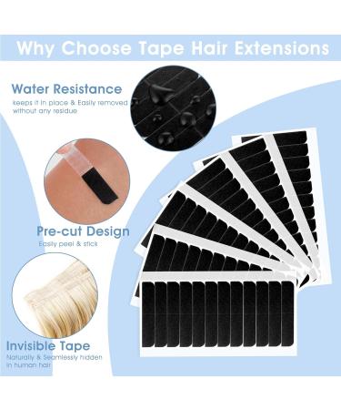 144Pcs Double Sided Hair Extension Tape Tabs - Waterproof Adhesive for Human Hair Wig Replacement - Black - Buy Online on GoSupps.com