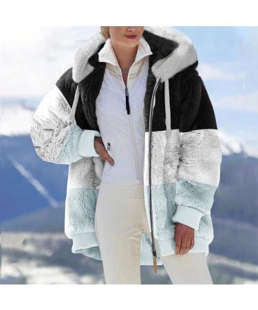 Hanxiulin Women's Long Hooded Fleece Jacket - Plush & Cuddly Winter Coat (5XL Light Blue) - Perfect for Cold Weather - Buy Online on GoSupps.com