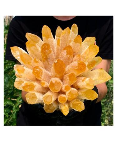 Natural Crystal Rough Crystal Cluster Natural Yellow Phantom Quartz Crystal Cluster Specimen (Size : 700-800g)