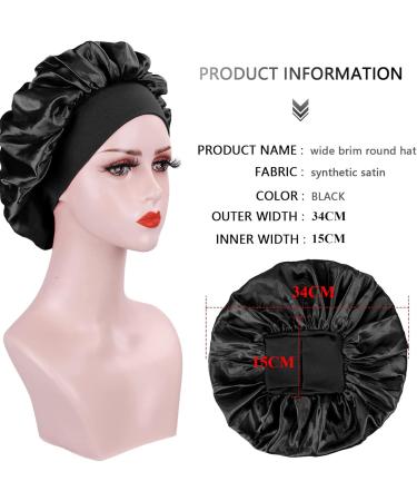 Admitry Satin Hair Bonnet Set - Premium Soft Silk Sleep Cap for Women & Girls - Breathable Night Hood Black - Buy Online on GoSupps.com