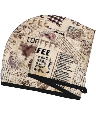 Hair Towel Wrap - Quick Drying Hair Turban with Button | Abstract Coffee Pattern - Premium Hair Drying Towel - Buy Online on GoSupps.com