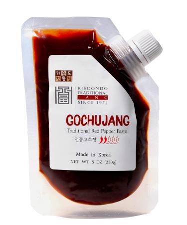 Kisoondo Gochujang (8oz) - Traditional Korean Red Chili Paste. Fermented with Organic Spices. Hot Spicy Sauce 8 Ounce (Pack of 1)