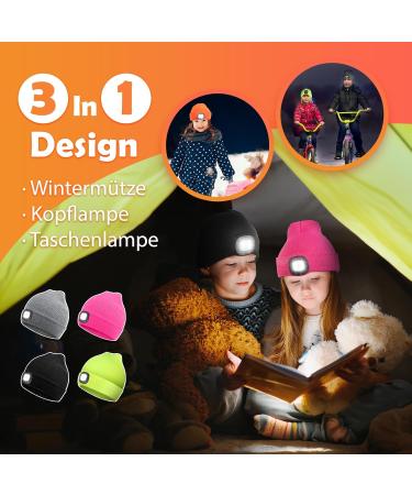 Richaa Christmas LED Knit Hat for Kids | Rechargeable Winter Beanie for Boys & Girls | Perfect Gift for Children 42-52cm - Black - Buy Online on GoSupps.com