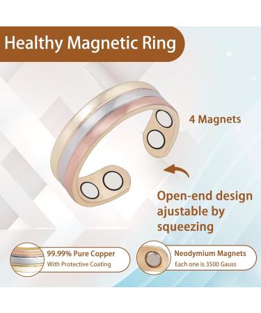 MagVIVACE Pure Copper Ring for Women | Tricolor Gold Magnetic Ring - Perfect Jewelry Gift - Buy Online on GoSupps.com