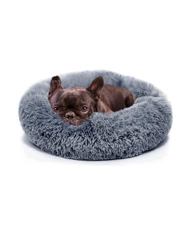 Small Dog Bed Calming Dogs Bed for Small Medium Large Dogs Anti-Anxiety Puppy Bed Machine Washable Warming Cozy Soft Pet Round Bed Fits up to 10-100 lbs Small (Pack of 1) Dark grey