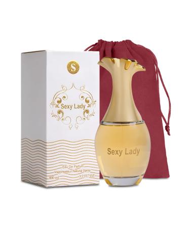 Sexy Lady Eau de Parfum Spray Perfume Fragrance For Women-Daywear Casual Daily Cologne Set with Suede Pouch- 3.4 Fl Oz Bottle Beauty Gift for Birthday Anniversary