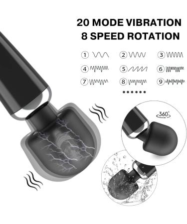 Handheld Cordless Wand Massager - 8 Speeds  20 Vibrating Patterns - USB Rechargeable - Muscle Aches & Sports Recovery - Black - Buy Online on GoSupps.com