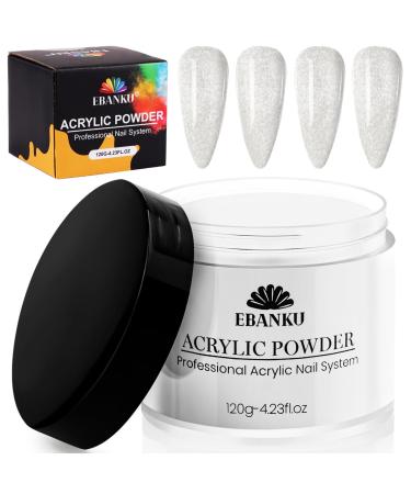 EBANKU Silver Glitter Acrylic Powder 120g/4.23oz Acrylic Powder Large Capacity Professional Acrylic Nail Powder for Nail Acrylic Extension Nail Carving Long-Lasting No Nail Lamp Needed - Buy Online on GoSupps.com