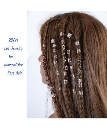Rose Gold Loc Jewelry Set - 25Pcs Hair Accessories for Women with Metal Clips - Style 16 - Buy Online on GoSupps.com