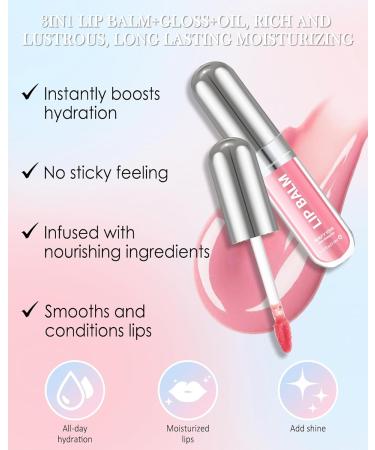Clear Lip Gloss Oil Transparent Hydrating Lip Tint Stain Sheer Lip Treatment Moisturizer Moisturizing Lip Tint Balm Lipstick Lipgloss Glow Reviver Lip Care Oil Christmas Makeup Gift for Women-02 02# Clear - Buy Online on GoSupps.com