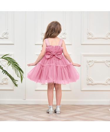 Miipat Baby Girl Tulle Dress with Headband | Sleeveless Princess Party Dress for Toddler Girls | 18-24 Months Dustpink - Buy Online on GoSupps.com
