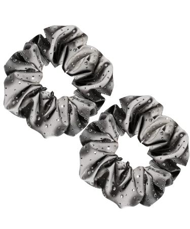 OTYOU 2 Pack Bling Hair Scrunchies Rich Tones Scrunchy Bobbles Elastic Hair Bands Ties Hair Accessories for Women Girls (Gray)