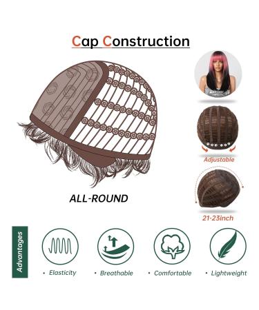Testar Pink Black Wigs for Women | Long Straight Pink Ponytail Heat-Resistant Synthetic Fiber Hair for Daily Use - Buy Online on GoSupps.com