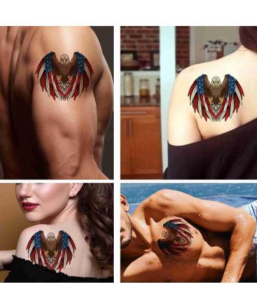 Dopetattoo America Flag 6 Sheets Temporary Tattoos - Eagle and July 4th Independence Day Design for Men and Women - Buy Online on GoSupps.com