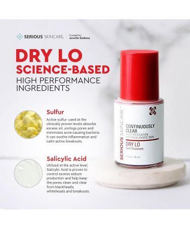 Serious Skincare Continuously Clear Dry Lo Spot Treatment Duo - Acne Drying Lotion with Sulfur & Salicylic Acid - 1oz (2 Pack) - Buy Online on GoSupps.com