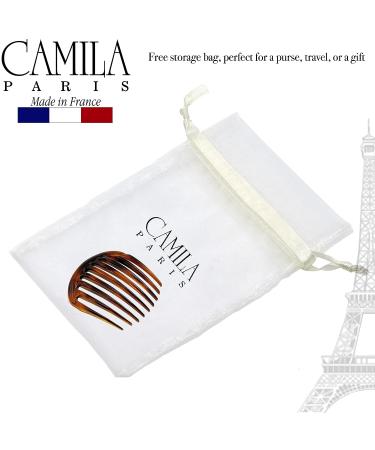 Camila Paris CP2431 Small Rounded Tortoise Shell French Twist Side Comb - Strong Hold Hair Clip for Women Bun Chignon - No Slip Styling, Made in France - Buy Online on GoSupps.com