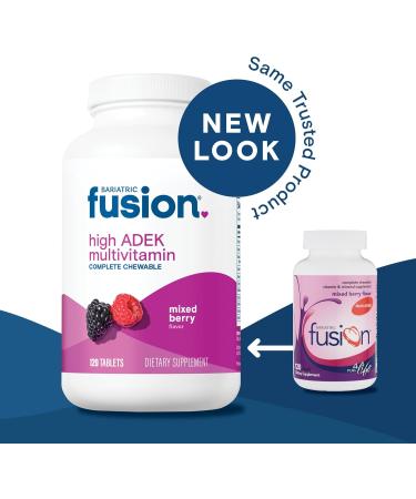 Bariatric Fusion Chewable Multivitamin with High ADEK Vitamins | Multi for Duodenal Switch Patients | Mixed Berry Flavored Tablets | with Iron and Calcium | One Month Supply - Buy Online on GoSupps.com