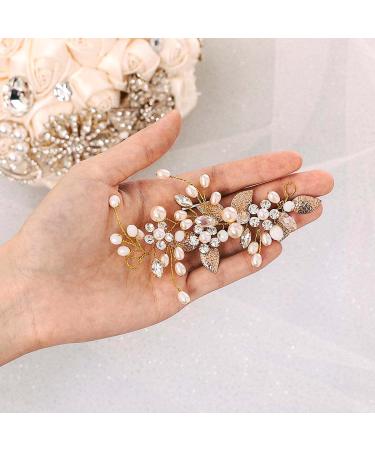 Gorais Bride Gold Pearl Wedding Hair Vine for Women - Leaf Bridal Headpiece (C Gold) - Buy Online on GoSupps.com