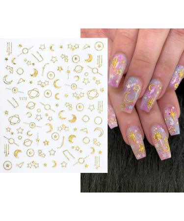 10 Sheets Moon and Star Nail Art Stickers - Self-Adhesive Metallic Decals for Acrylic Nails - DIY Manicure Decoration for Women and Girls - Buy Online on GoSupps.com
