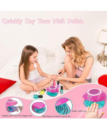 Nail Polish Kit for Girls Ages 7-12 | Kids Nail Art Salon Set with Dryer, Pens & Non-Toxic Glitter Polish | Spa Party Birthday Gift - Buy Online on GoSupps.com
