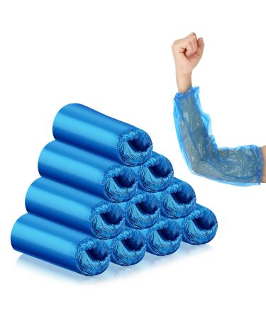 DSLSQD 100 Pieces Arm Sleeves Covers Waterproof PE Oversleeves Covers Plastic Waterproof Oversleeves Protector Covers with Elastic on Cuff Sleeves to Cover Arms Long Arm Protectors 16 * 8.7 Inch Blue