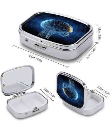 AI Brain Print Pill Box | 2 Compartment Decorative Portable Medicine Organizer for Pocket & Purse - International Shipping - Buy Online on GoSupps.com