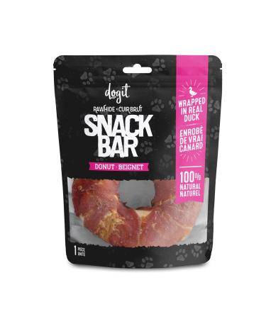 Dogit Snack Bar Rawhide Duck-Wrapped Donut 1 pc Dog Treats for Large Dogs Dog Chews Friandise Pour Chien Rawhide Dog Chews Gaterie Pour Chien