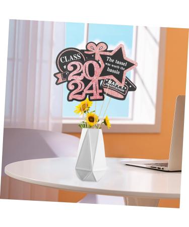 TOPBATHY 5 Packs Graduation Card Vase Tag Party Supplies Labels Flower Arrangement Ornaments Graduation Cake Decoration Graduation Cake Decors Cake Picks Paper Cup Flower Container Wooden Golden 16.00X13.70X0.10CM - Buy Online on GoSupps.com