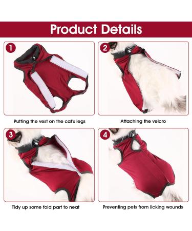 Cobee Professional Recovery Suit for Cats | Abdominal Wounds Surgery & Skin Diseases | E-neck Band Alternative | Size M Red - Ideal for Kittens & Dogs - Buy Online on GoSupps.com